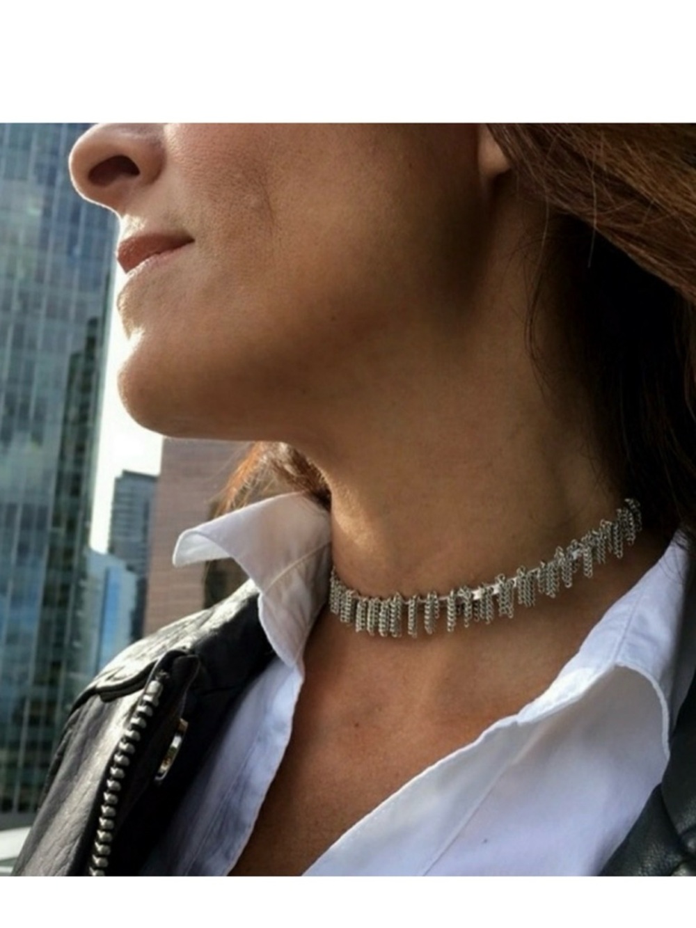 New Jenny Bird Limited Edition Silver Chain Fringe Choker Necklace
